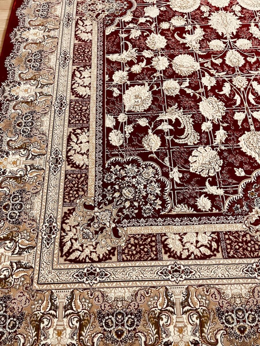 大判　最高峰約144万ノット　シルク30％ウール70%　イラン産手織り 高級ペルシャ絨毯 201×305cm #5_画像5