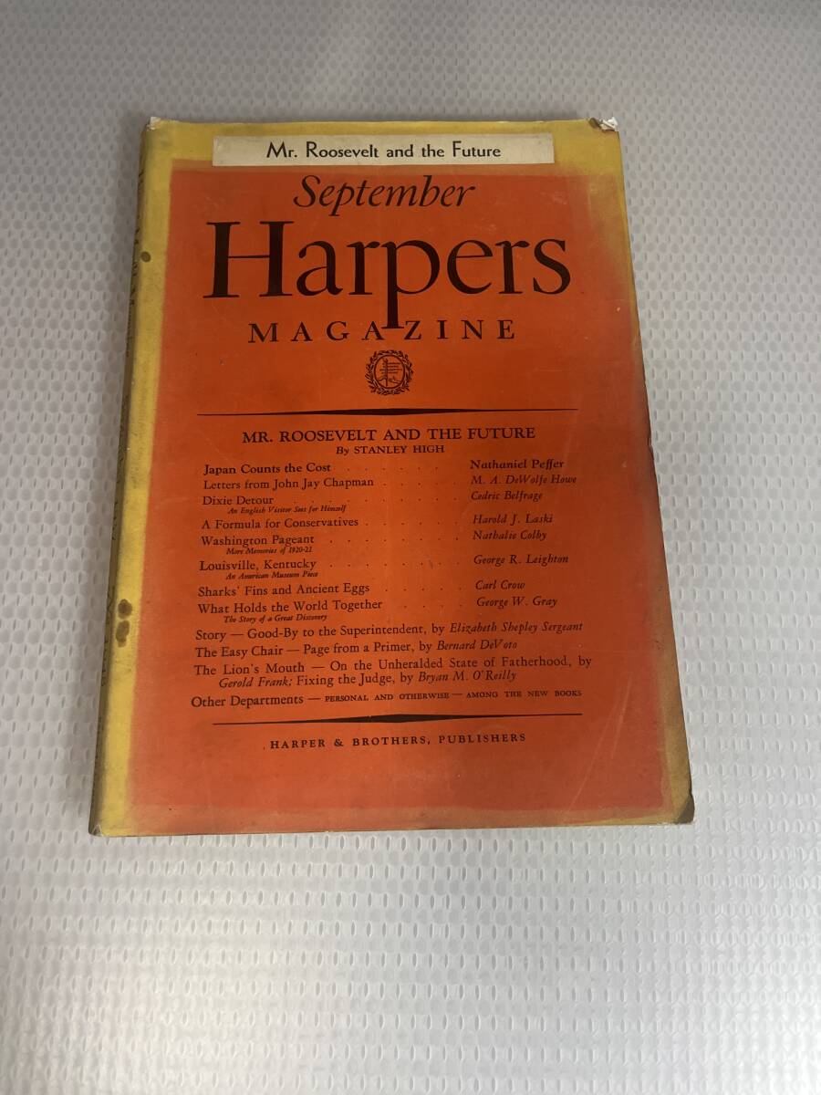 HARPER'S September 1937 NATHANIEL PEFFER HAROLD J LASKI STANLEY HIGH CARL CROW #c