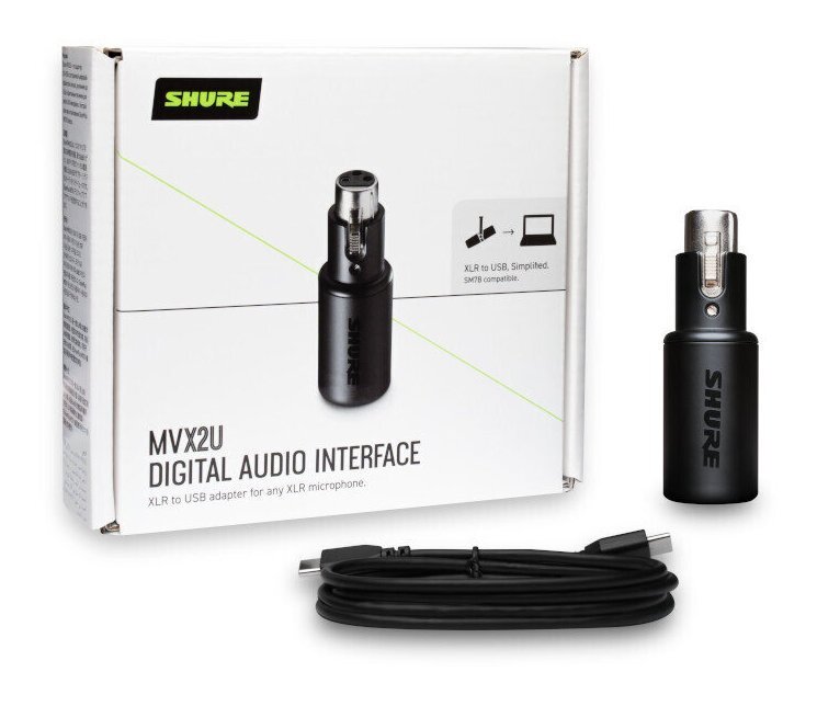 ★SHURE MVX2U マイク用 ヘッドホン出力付 XLR-USB変換アダプター デジタル オーディオインターフェース★新品送料込