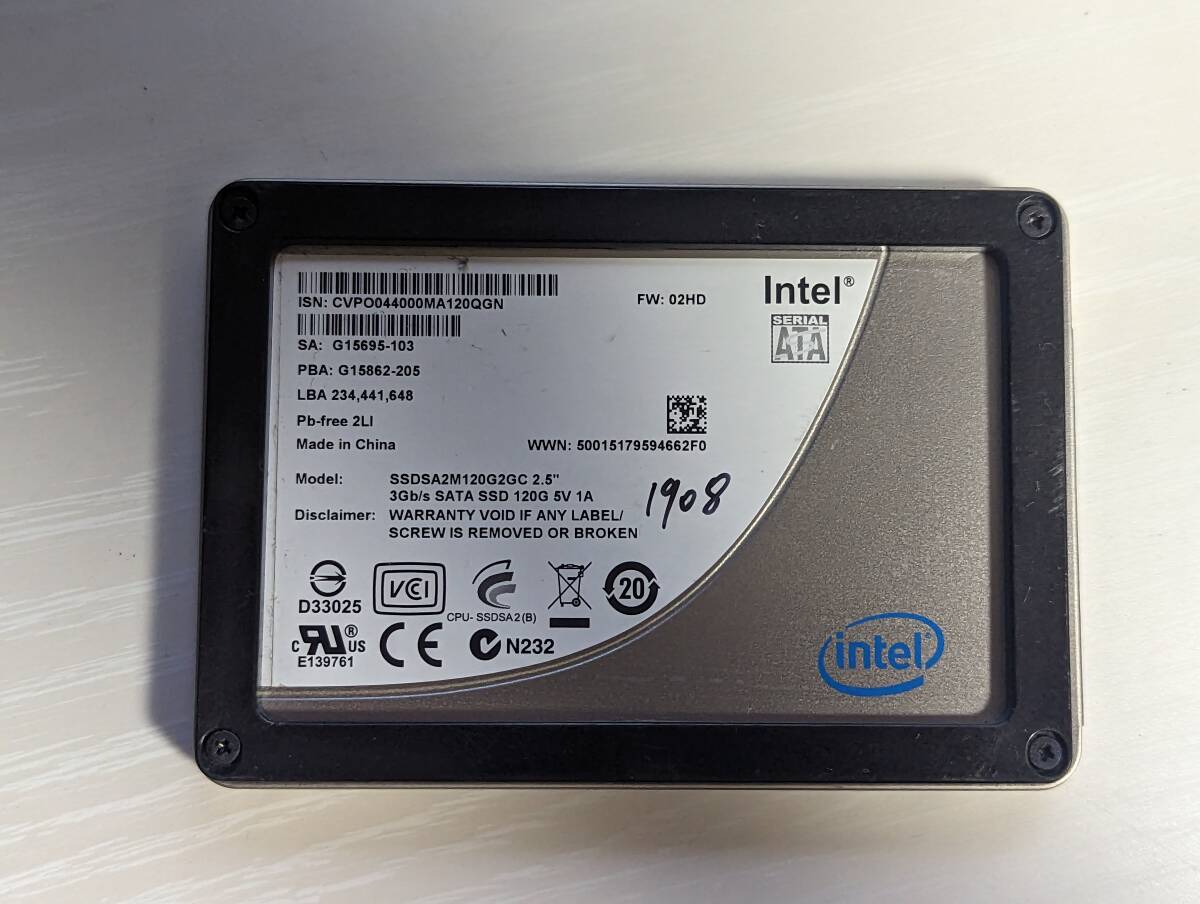 　INTEL SSD 120GB【動作確認済み】1908　_画像1