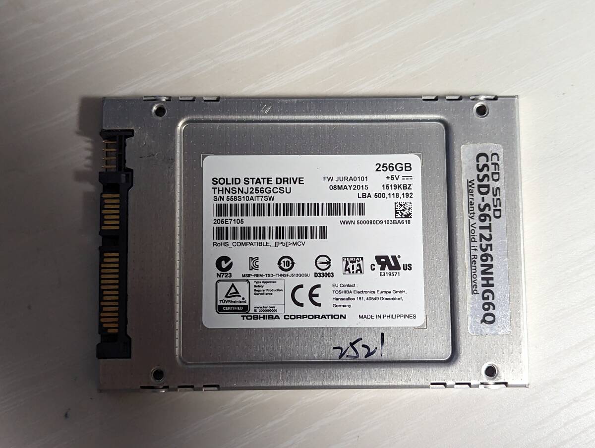 TOSHIBA　SSD 256GB 【動作確認済み】2521_画像1