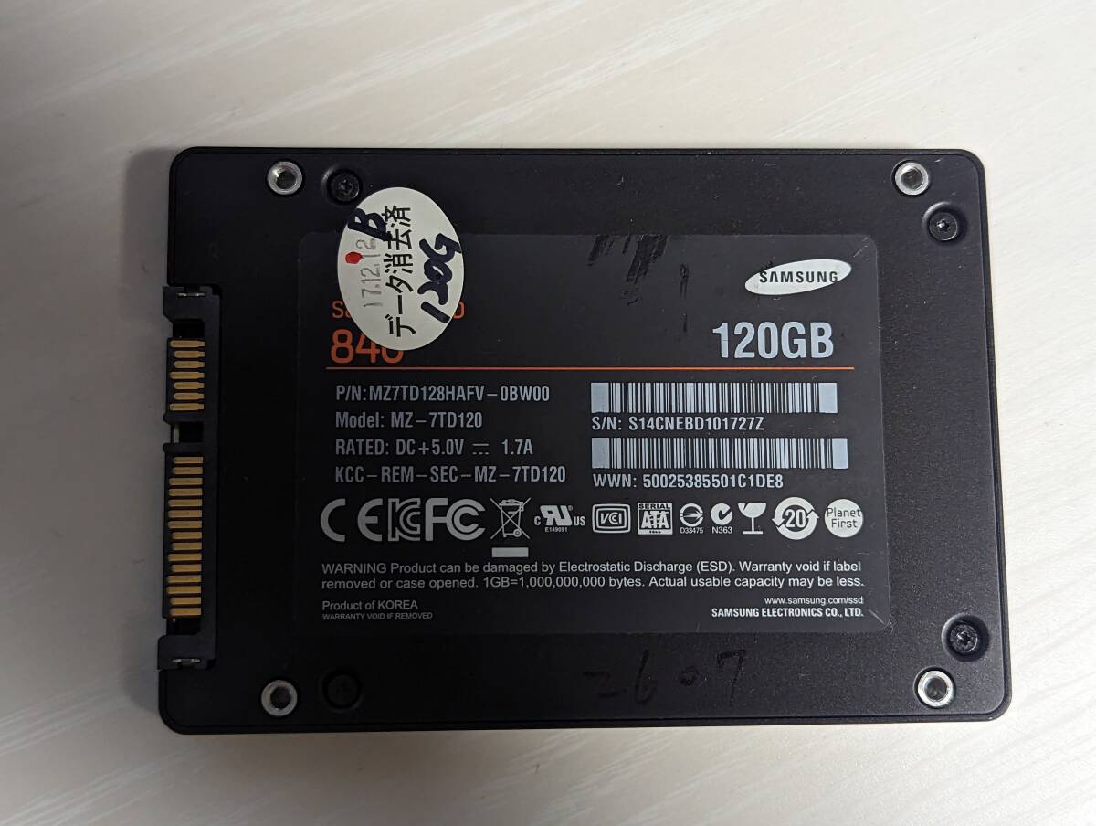 SAMSUNG SSD120GB【動作確認済み】2607　_画像1