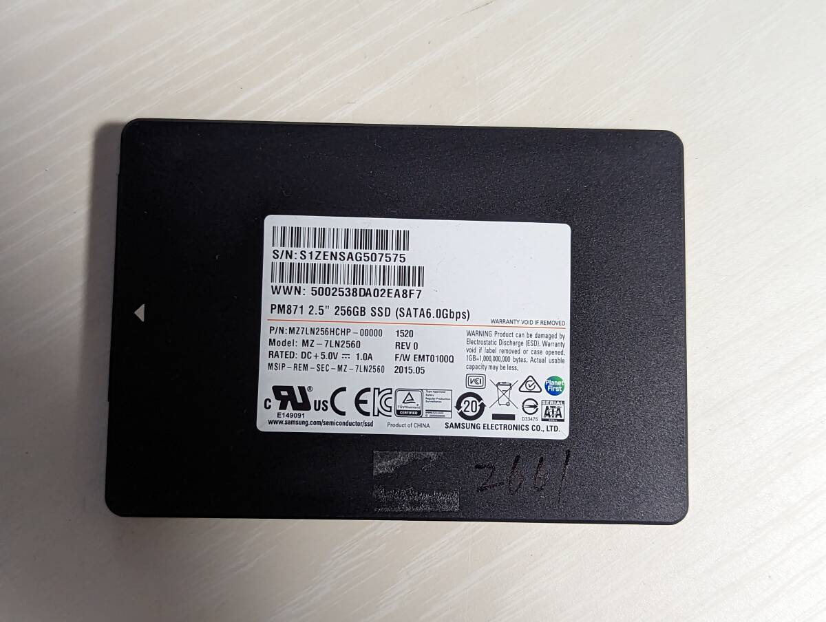 SAMSUNG 　SSD 256GB【動作確認済み】2661　　_画像1