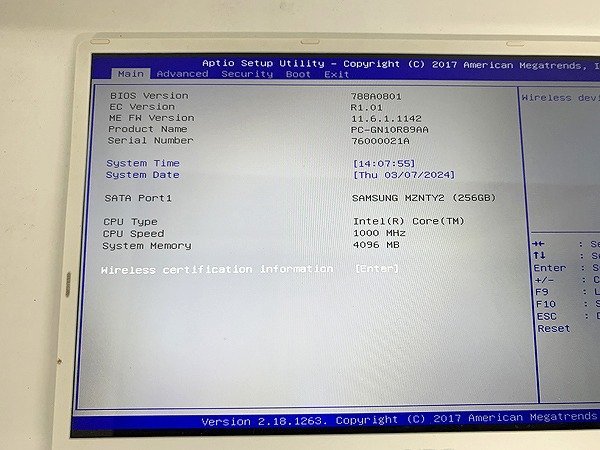 SMG33489相 NEC ノートPC PC-GN10R89AA Core m3-7Y30 メモリ4GB SSD256GB 直接お渡し歓迎_画像2