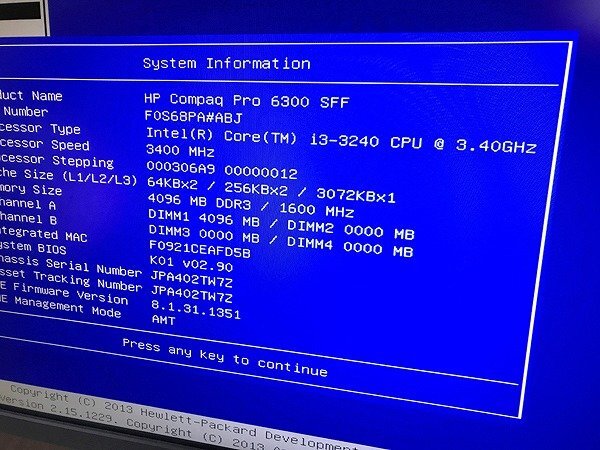 MMK390734相 HP デスクトップPC Compaq Pro 6300 SFF Core i3-3240 メモリ4GB HDD500GB 直接お渡し歓迎_画像2