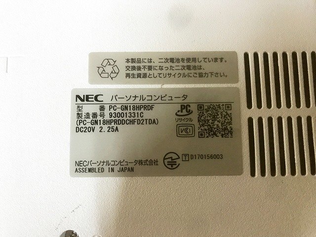 SMG36966相 NEC ノートPC PC-GN18HPRDF AMD E2-9000 RADEON R2,4 COMPUTE CORES 2C+2G メモリ4GB HDD500GB ジャンク 直接お渡し歓迎_画像9