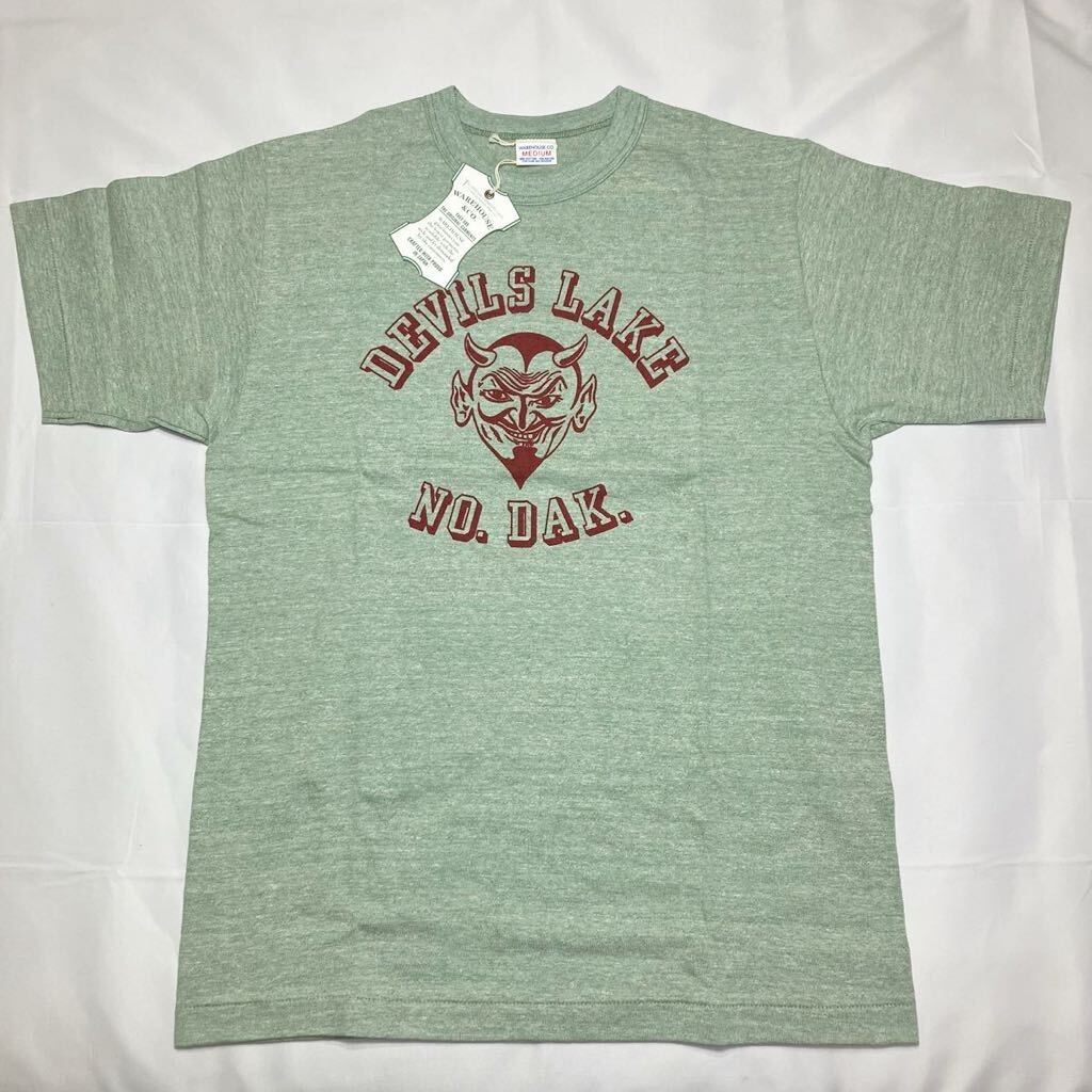 新品タグ付き warehouse 88/12杢 tシャツ DEVILS LAKE モスグリーン ウェアハウス ウエアハウス 88 レーヨン / ヴィンテージ ビンテージ_画像2