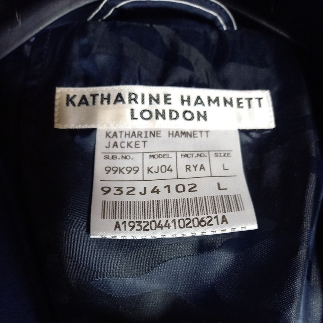 キャサリンハムネット　メンズ　コットンジャケット　サイズL スリムシルエット　ネイビー　微光沢　KATHARINE HAMNETT LONDON _画像3