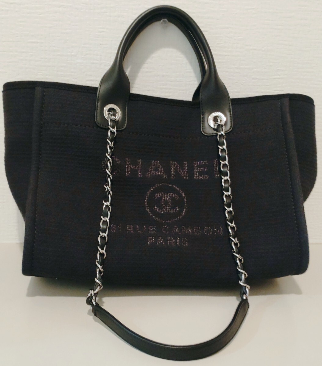 ☆２０２２年百貨店購入　シャネル　CHANEL　ドーヴィル　トートバッグ　２way　シルバー金具　中古　人気サイズ☆_画像8