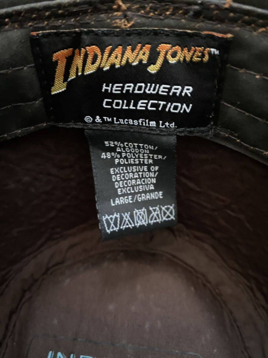 良品 INDIANA JONES インディジョーンズ レザー調 中折れハット L ダメージ加工_画像8