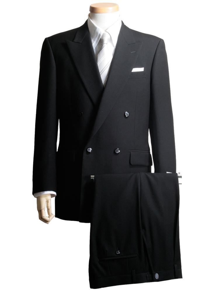 AB8　ダブル　フォーマル　スーツ　礼服　4ボタン　ワンタック　紳士　メンズ　黒　ブラック　送料無料　R606-1