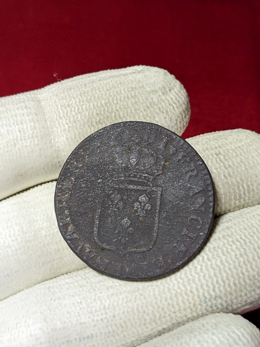 フランス　1ソル青銅貨　1791年D　【ミツバチ・ルイ16世】　 　　玉ちゃんNo.3159_画像6
