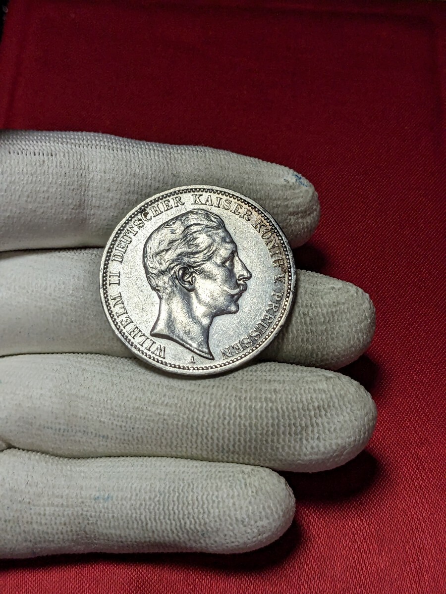 ドイツ・諸国　プロシア　3マルク・プルーフ銀貨 　1910年 　【発行枚数不明・トーン】　　 　　　　　玉ちゃんNo.3195_画像6