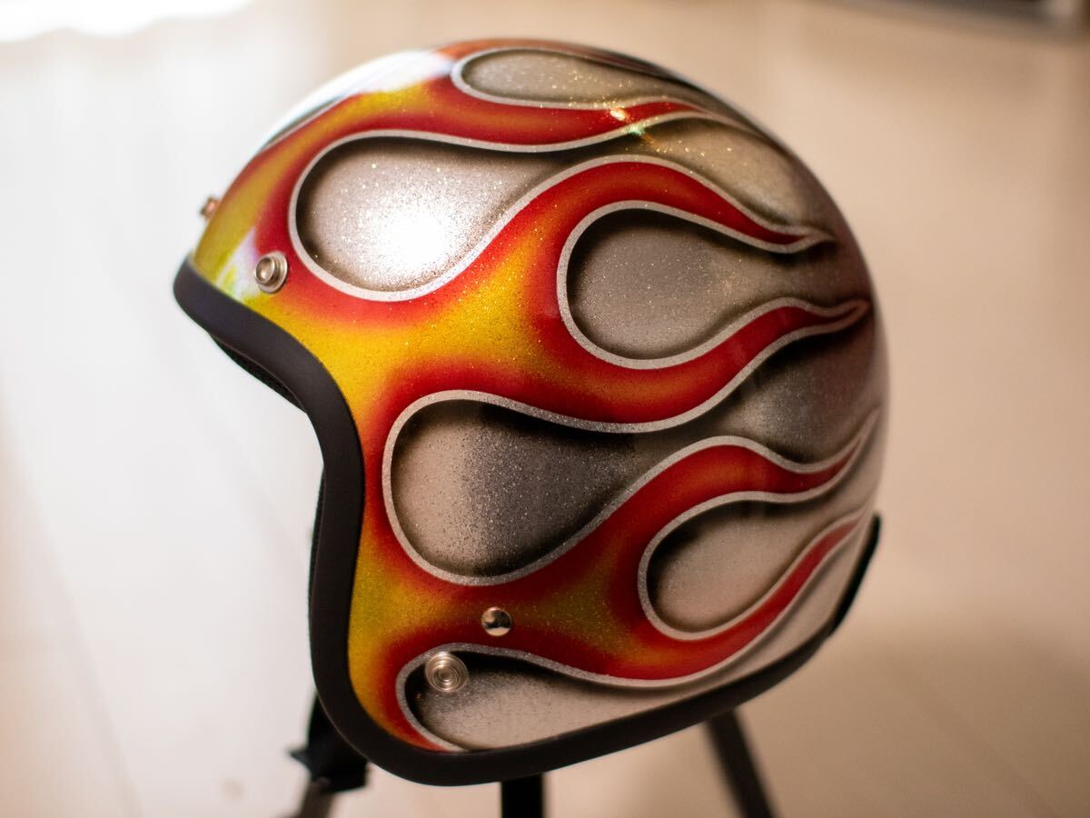 スモールジェット ヘルメット ラメ×オールドフレイム バイク ペイント ハーレー ドラッグスター バルカン レブル マグナ250の画像1