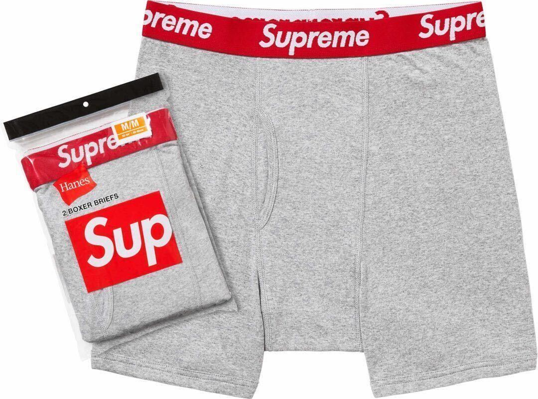 【新品未使用】 24SS 新品 Supreme シュプリーム HANES BOXER BRIEFS 2 pack ヘインズ ボクサーパンツ 下着 GREY S グレー 即決早い者勝ち_サイズはSになります