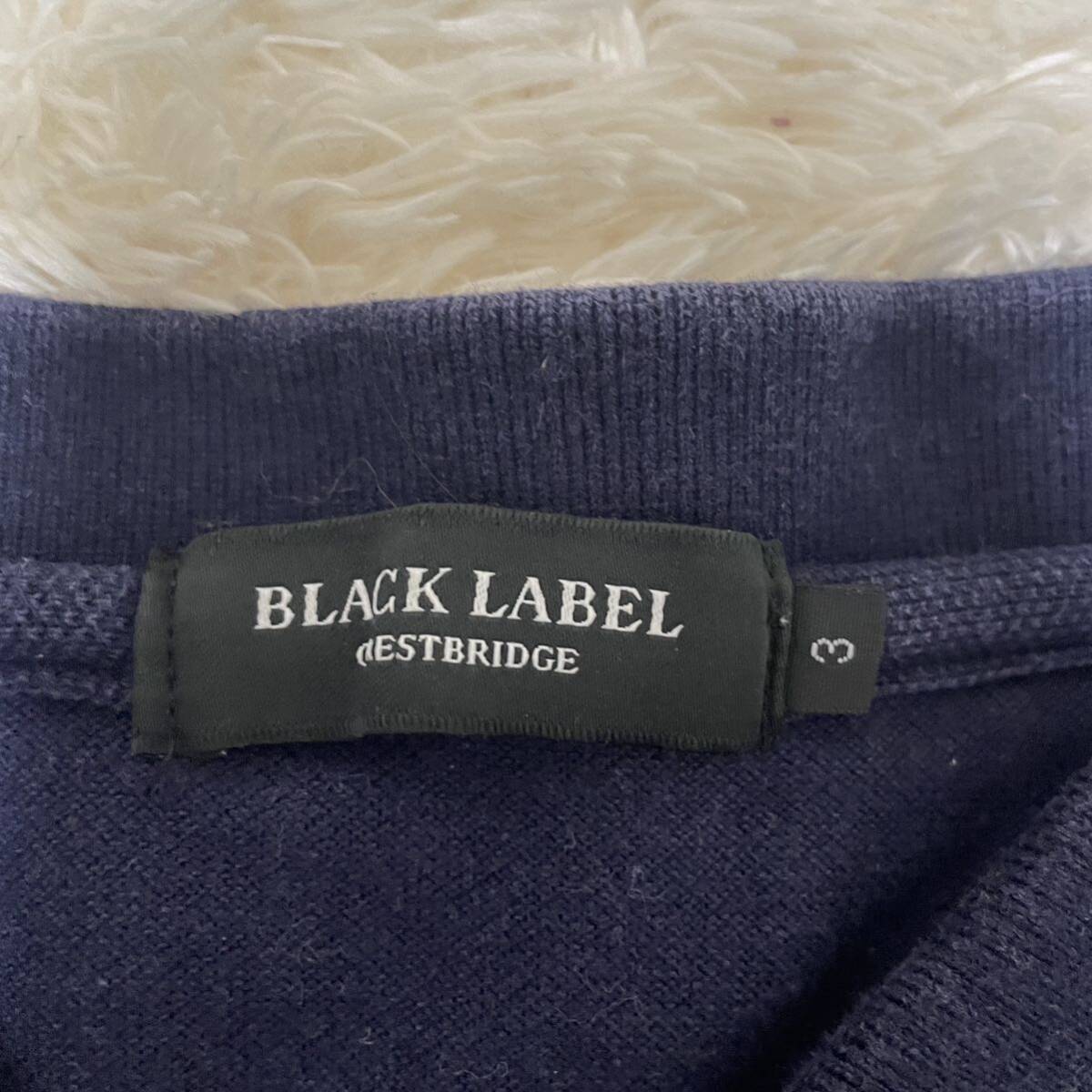BLACK LABEL CRESTBRIDGE ブラックレーベルクレストブリッジ　半袖ポロシャツ ポロシャツ ワンポイント刺繍　ドット柄　ネイビー　Lサイズ_画像2