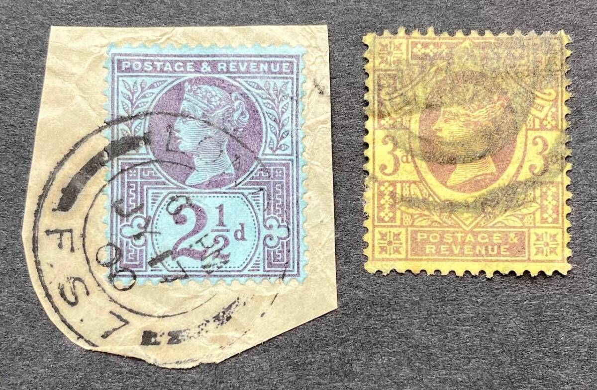 【イギリス】1887-92年発行：QV JUBILEE切手 9額面 使用済　＊美品(6枚）+難有品(3枚)_画像3