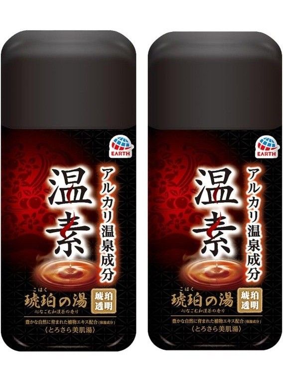 温素 琥珀の湯 いい湯めぐり 入浴剤 心なごむ和漢茶の香り(透明) 600g x 2個 (アース製薬)