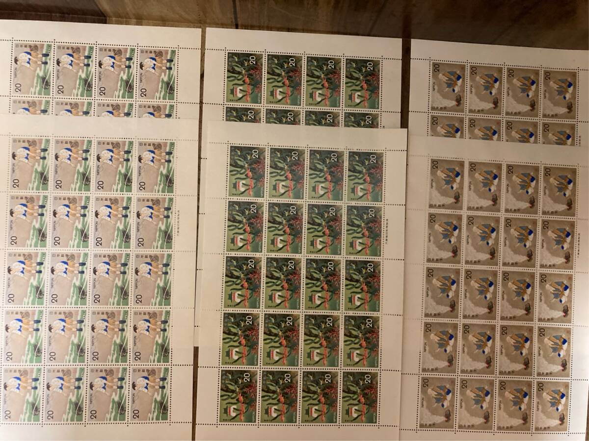 未使用切手シート 昔話シリーズ 7作品の3種柄(全21種）合計51シート 額面20400円 1973~1975年発行の画像5