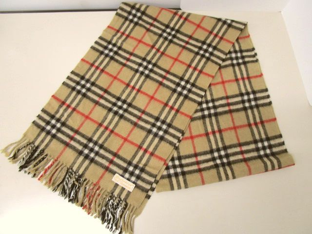 3068RMZ◎バーバリー カシミヤ マフラー 2点セット BURBERRY メガチェック オフホワイト/Burberrys ノバチェック ベージュ◎中古_画像7