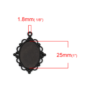ミール皿 1個入り（ブラックカラー） UVレジンベースパーツペンダントチャームセッティング台 39mm×30mm_画像2