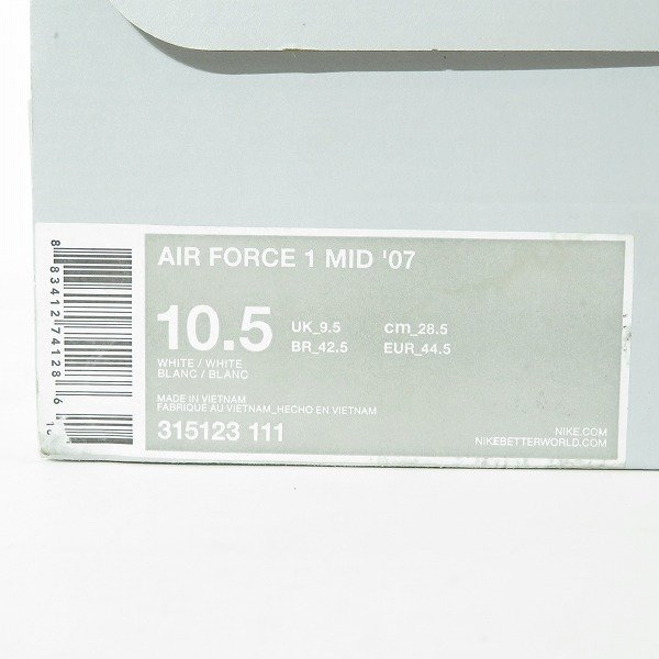 NIKE/ナイキ AIR FORCE 1 MID '07/エア フォース 1 ミッド '07 315123-111/28.5 /080_画像10