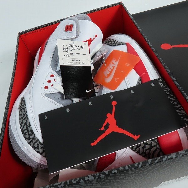 【未使用】 NIKE/ナイキ AIR JORDAN 3 RETRO FIRE RED/エアジョーダン3 レトロ ファイヤーレッド DN3707-160/28 /080_画像7