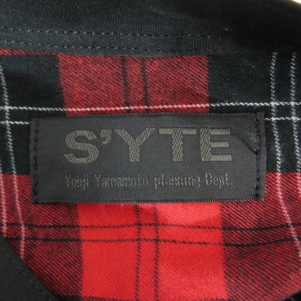 ☆【サンプル】S'YTE/サイト Yohji Yamamoto/ヨウジヤマモト チェック切替 スタンドカラーロングシャツ /LPL_画像3