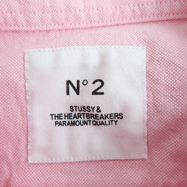 ☆BEDWIN & THE HEARTBREAKERS×STUSSY/ベドウィン×ステューシー 長袖シャツ ワンポイント刺繍 ピンク 2 /LPL_画像3