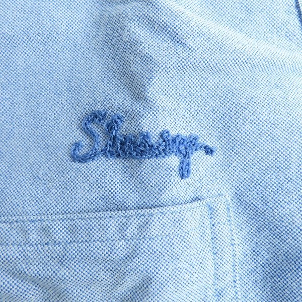 ☆BEDWIN & THE HEARTBREAKERS×STUSSY/ベドウィン×ステューシー 長袖シャツ ワンポイント刺繍 ブルー 2 /LPL_画像4