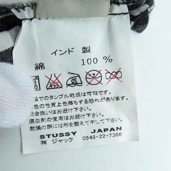 ☆STUSSY/ステューシー 90s 紺タグ チェック 長袖シャツ ワンポイント刺繍 S /LPL_画像5
