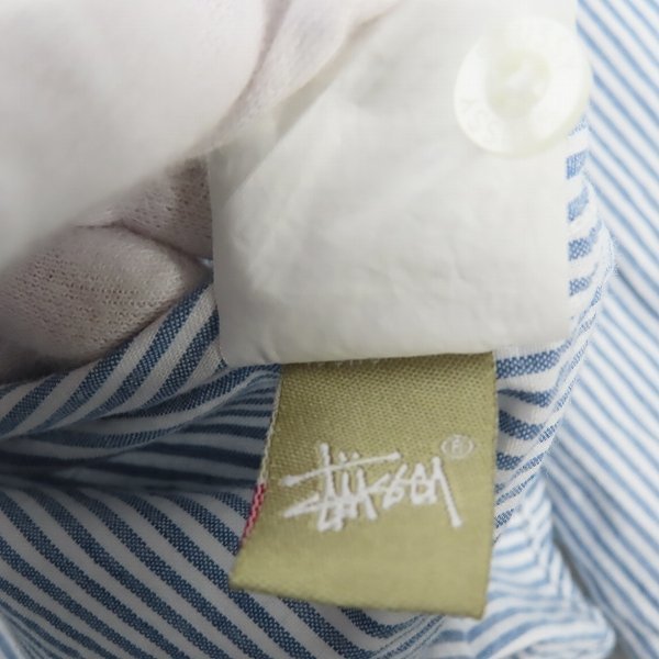 ☆STUSSY/ステューシー 00s AUTHENTIC 長袖シャツ ストライプ 両胸ポケット ブルー/ホワイト M /LPL_画像5