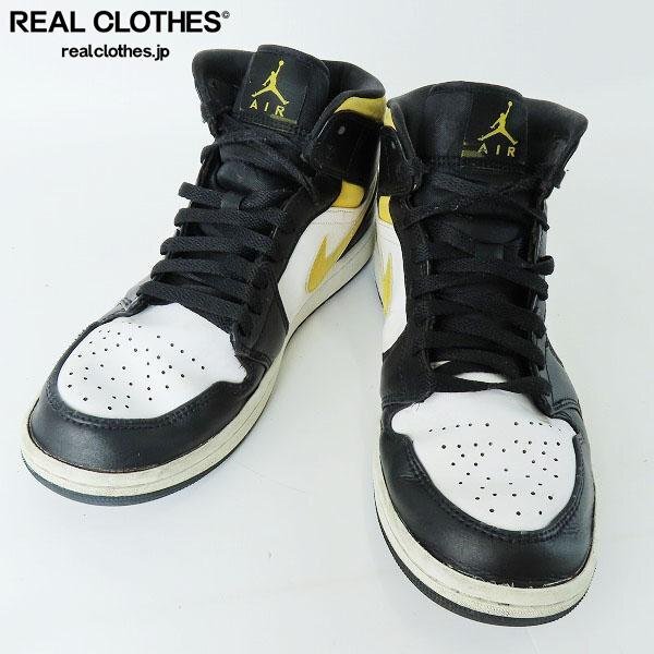 【観賞用】NIKE/ナイキ AIR JORDAN 1 MID/エア ジョーダン1 ミッド ホワイト/パラン/ブラック 554724-177/28.5 /080_詳細な状態は商品説明内をご確認ください。