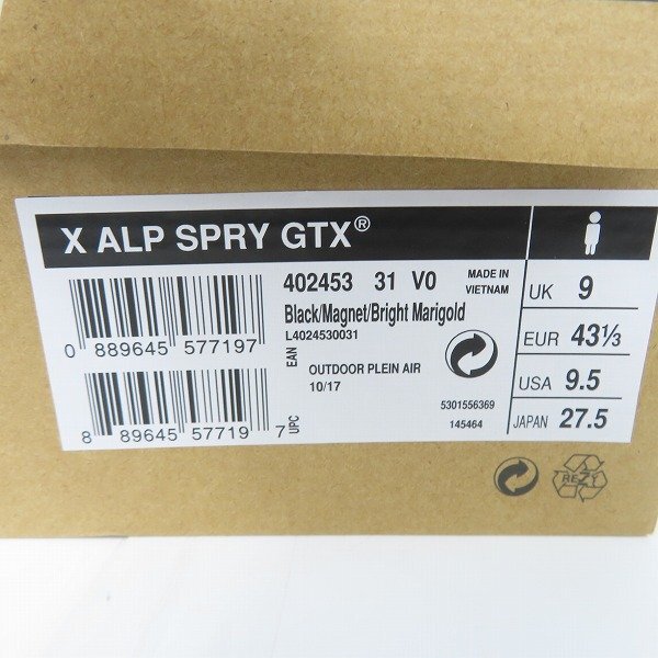 [ unused ]Salomon/ Salomon X ALP SPRY GTX/X Alps pra iGTX sneakers 402453/27.5 /080