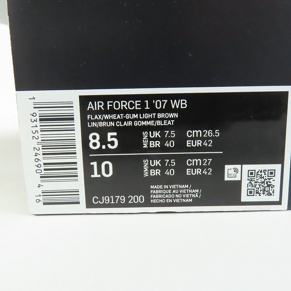 NIKE/ナイキ AIR FORCE 1 '07 WB/エア フォース 1 '07 WB CJ9179-200/26.5 /080_画像10