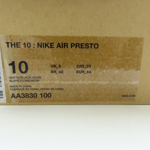 NIKE×OFF-WHITE/ナイキ×オフホワイト THE 10 AIR PRESTO/エア プレスト AA3830-100/28 /080の画像10