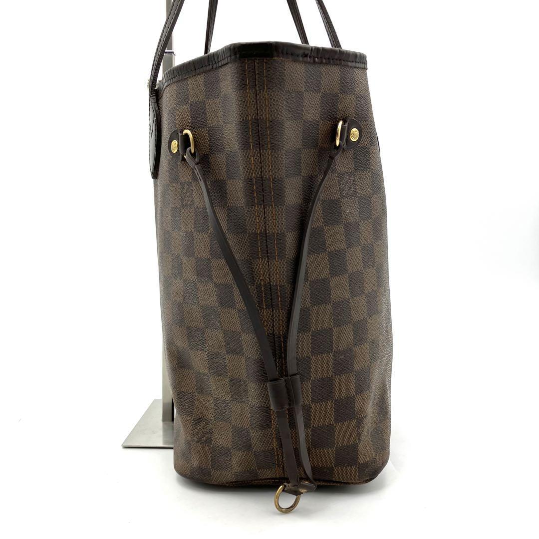 222 ★1円スタート★ 美品 LOUIS VUITTON ルイヴィトン ダミエ エベヌ ネヴァーフルMM トートバッグ レザー ブラウン_画像5