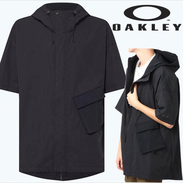 新品 即決 定価12,100円 春夏秋 オークリー OAKLEY ショートスリーブジャケット XXL 黒 撥水 防風 アウトドア等に最適 メンズ【2691】