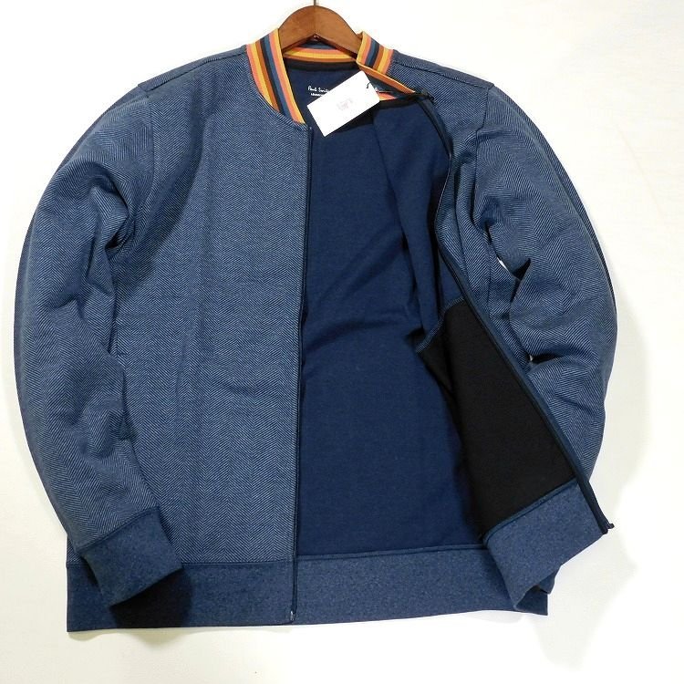 新品 1円～ 定価15,400円 ポールスミス ジップアップジャケット アーティストストライプ L ブルー ヘリンボーン Paul Smith メンズ【3038】_画像5