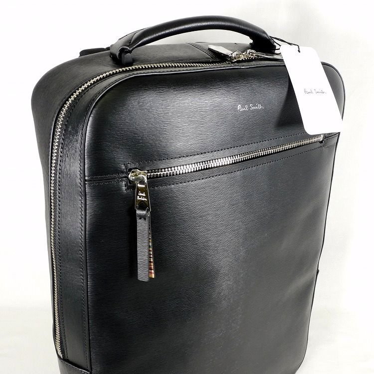  new goods regular price 59,400 jpy Paul Smith black business rucksack straw gray n leather Paul Smith men's [3044]