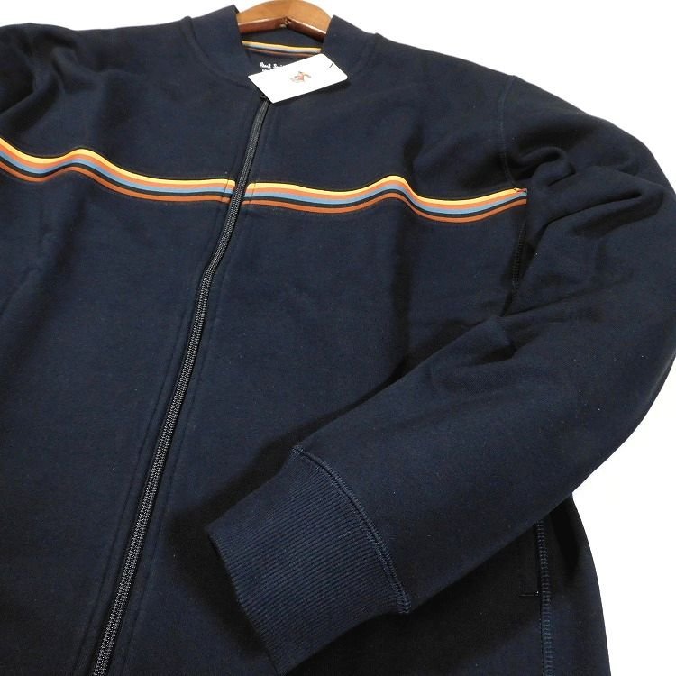 新品 定価15,400円 ポールスミス ジップアップ ジャケット L 紺 アーティストストライプライン 裏パイル Paul Smith メンズ【3030】_画像6