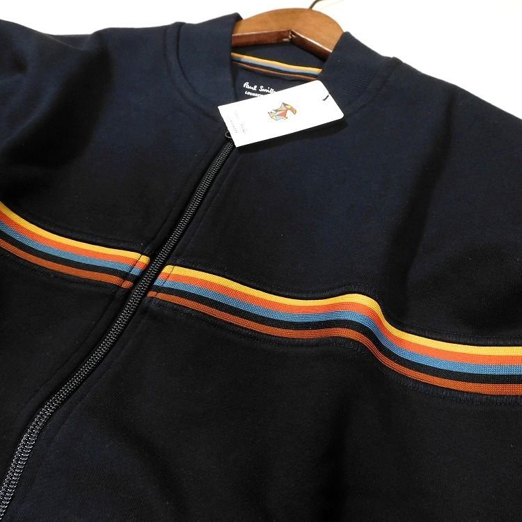 新品 即決 ポールスミス ジップジャケット ロングパンツ セットアップ スウェット L 紺 アーティストストライプ Paul Smith メンズ【3041】_画像8