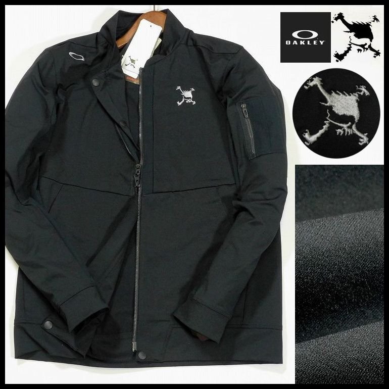  new goods Oacley Skull Golf Zip jacket L black spring summer autumn . sweat speed . stretch blouson OAKLEY men's [B2652]