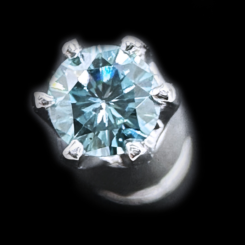 希少なトリート ファンシー ブルー ダイヤモンド 0.173ct Fancy Blue (Treatment) SI-2 鑑定付 プラチナ 片耳 手作りシングル ピアス_画像2