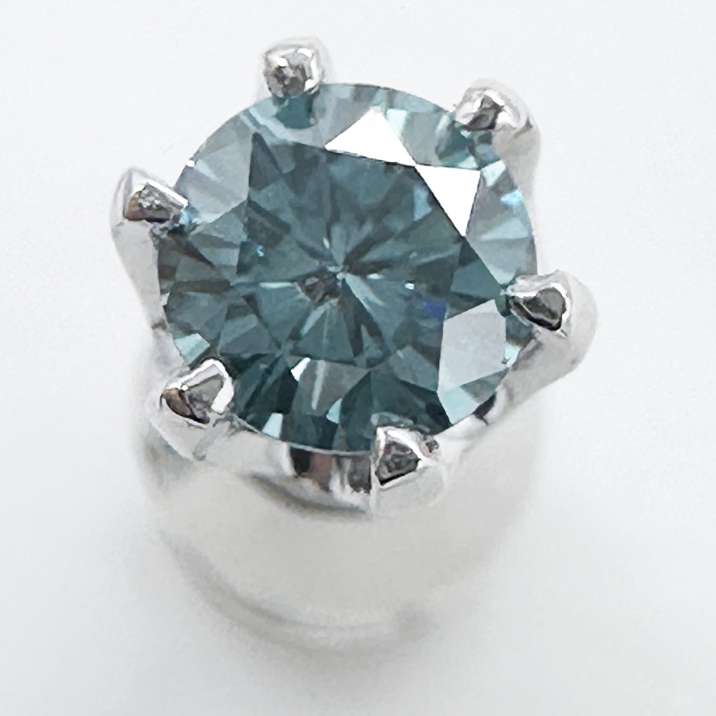 希少なトリート ファンシー ブルー ダイヤモンド 0.173ct Fancy Blue (Treatment) SI-2 鑑定付 プラチナ 片耳 手作りシングル ピアス_画像3