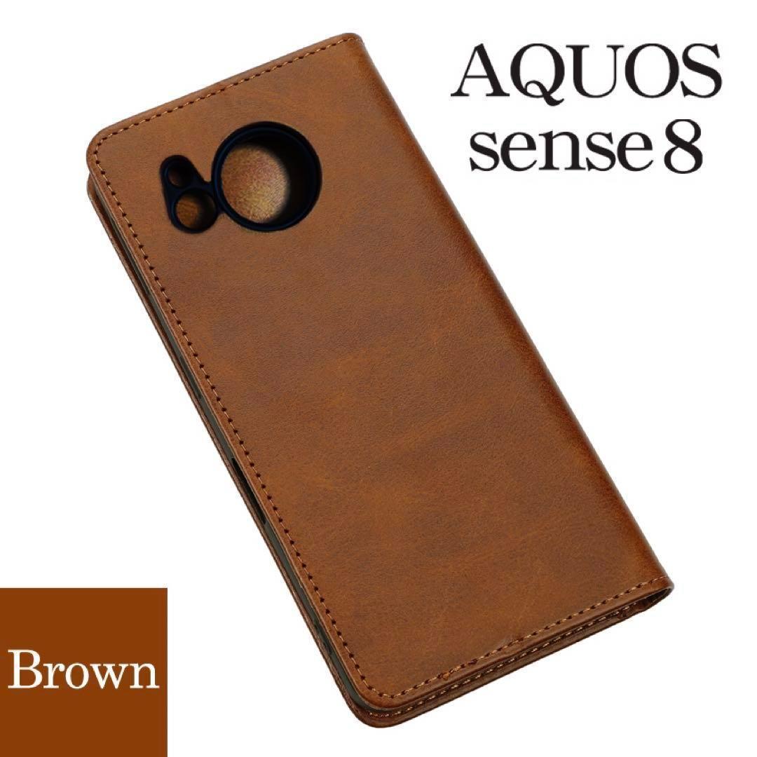 AQUOS sense8 ケース 手帳型 ベルトなし マグネット ：ブラウン_画像2