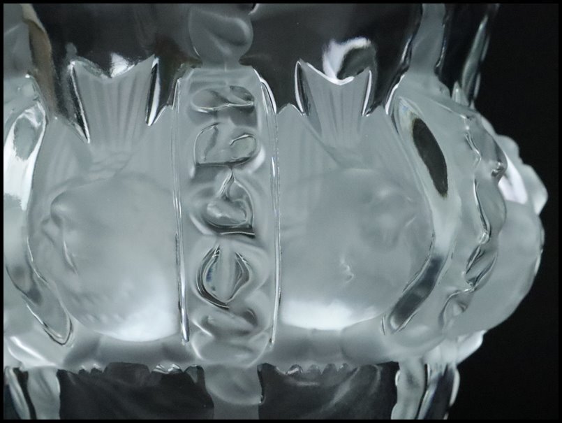 【奇】西洋美術 フランス LALIQUE ルネ・ラリック / クリスタル ガラス Dampierre ダンピエール 花瓶 フラワーベース 一対 美術品の画像8