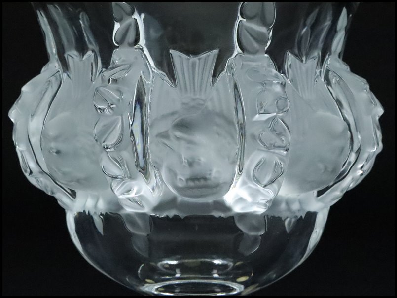 【奇】西洋美術 フランス LALIQUE ルネ・ラリック / クリスタル ガラス Dampierre ダンピエール 花瓶 フラワーベース 一対 美術品の画像3
