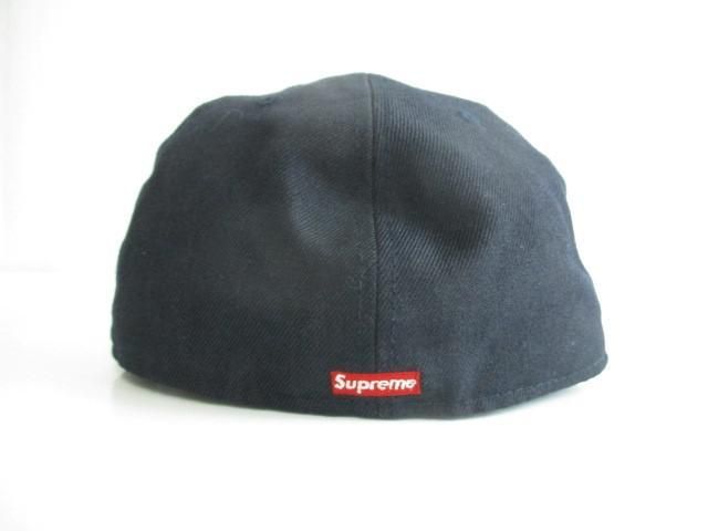 良品 ニューエラ New Era シュプリーム Supreme 帽子 キャップ 58.7cm ブラック ネイビー_画像4