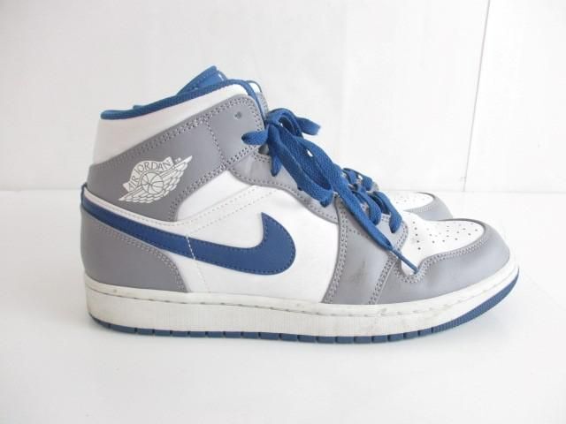 中古 ナイキ NIKE エアジョーダン1 ミッド True Blue DQ8426-014 28cm グレー ブルー ホワイト メンズ_画像3